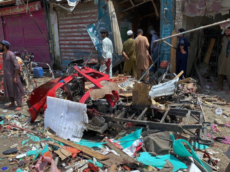 Bomb rigged to rickshaw explodes in Pakistan bazaar, killing 9 and wounding more than 2 dozen others